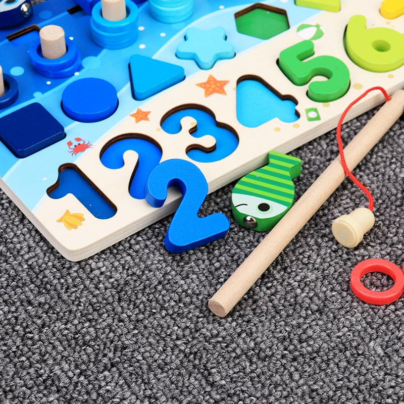 Woody – Montessori Wooden Activity Board for Counting, Letters & Shapes
