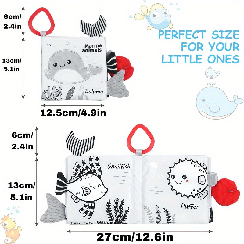BBSKY Sensory Baby Book – 3D Animal Tails Soft Cloth Book for Touch & Feel-Toyfetti