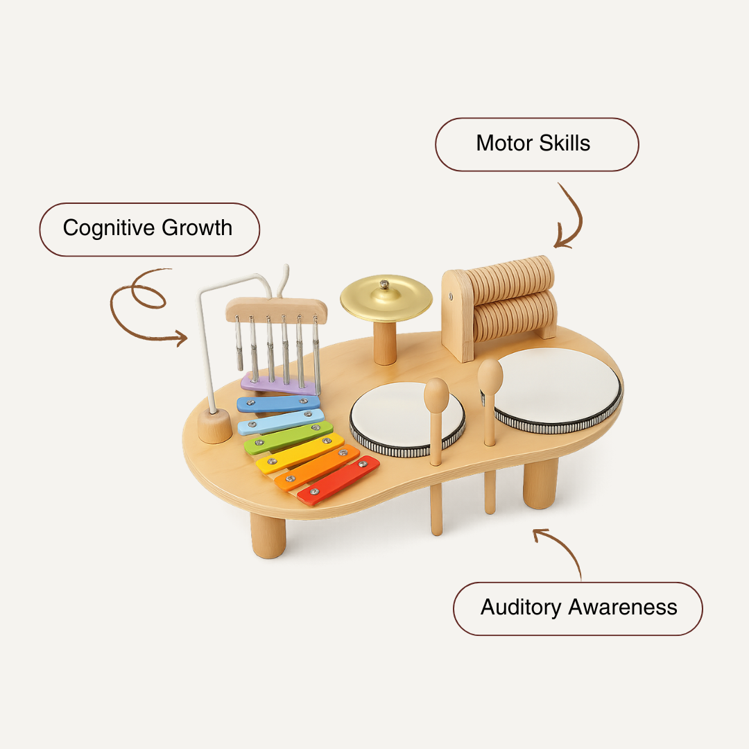 Montessori Music Table – Wooden Instrument Set for Toddlers