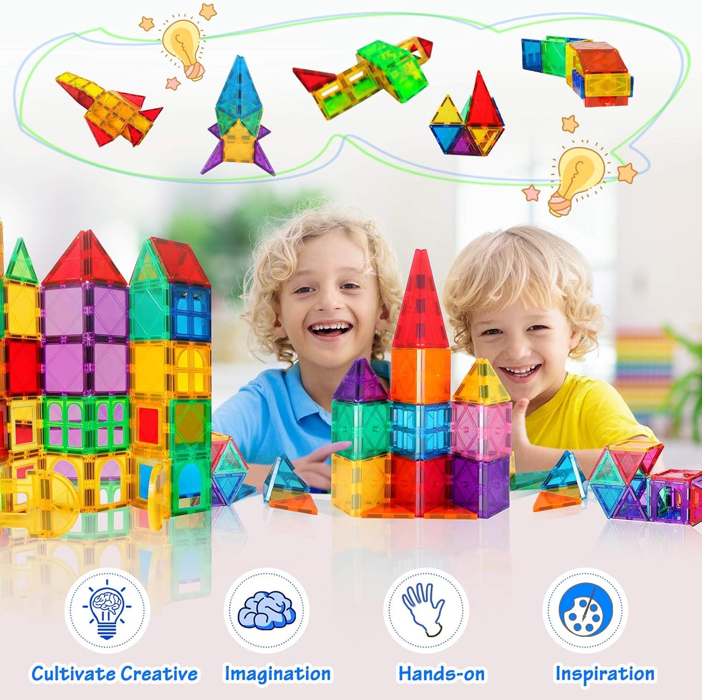 Montessori Magnetic Building Blocks – 60-Piece Creative STEM Play Set