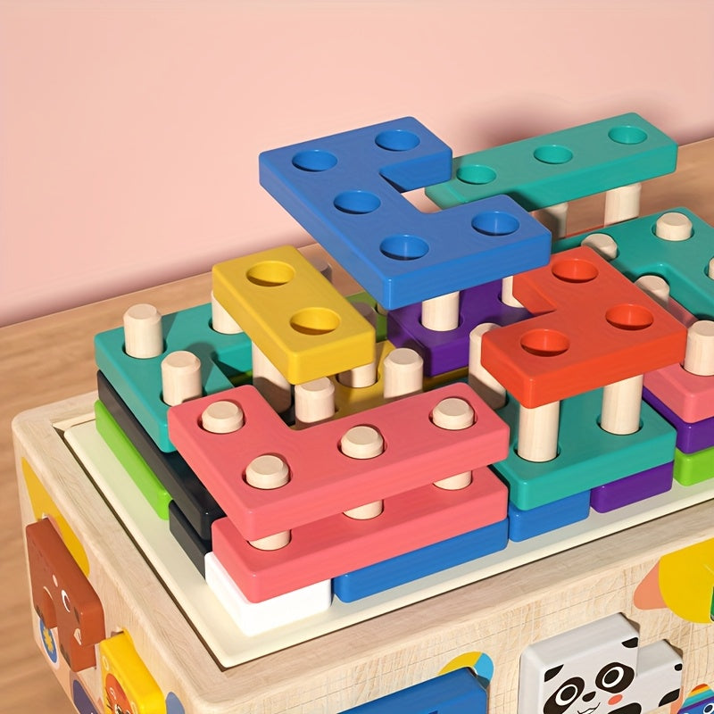Animal Shape Sorter on Wheels – Montessori Wooden Block Puzzle-Toyfetti