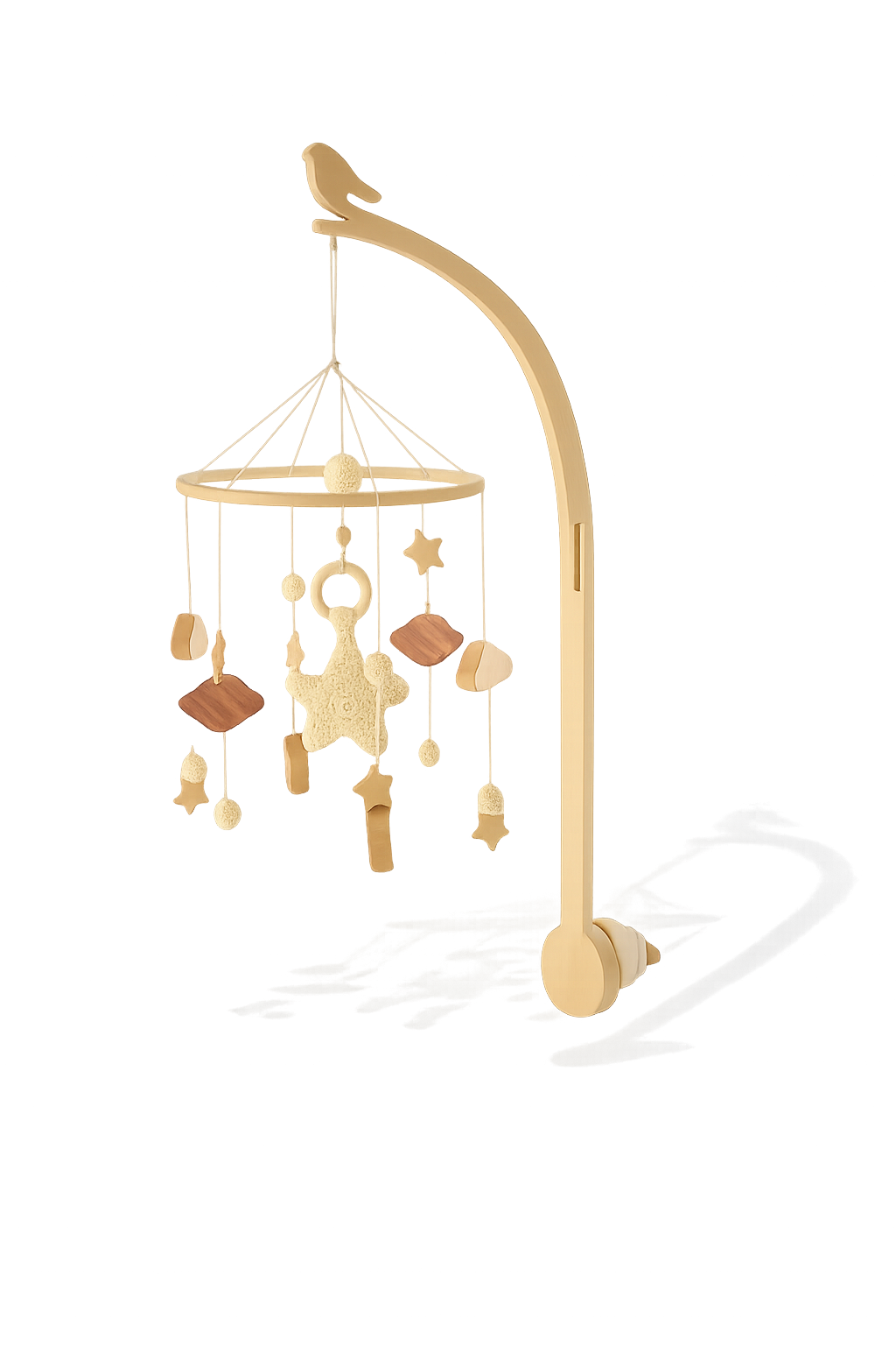 Natural Wood & Crochet Baby Crib Mobile – Stars & Clouds Design-Toyfetti