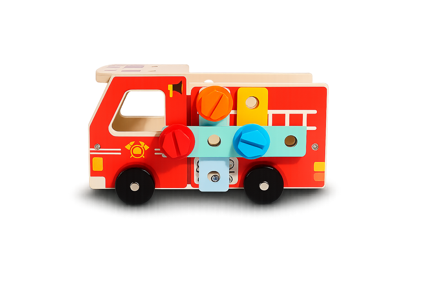 Wooden Firetruck Tool Set – STEM Construction & Pretend Play Toy-Toyfetti