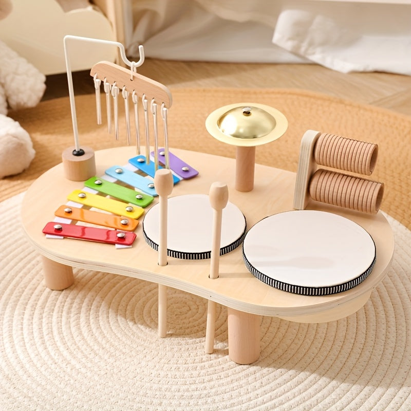 Montessori Music Table – Wooden Instrument Set for Toddlers-Toyfetti