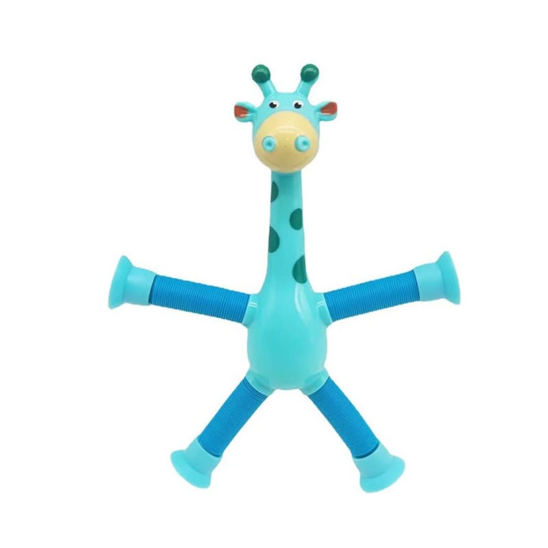 The Toyfetti Stretchy Giraffe Trio is a bendable sensory toy with suction cups, ideal for toddlers as party favors or fidget toys—easy to hold, stretch, and chew for soothing fun.