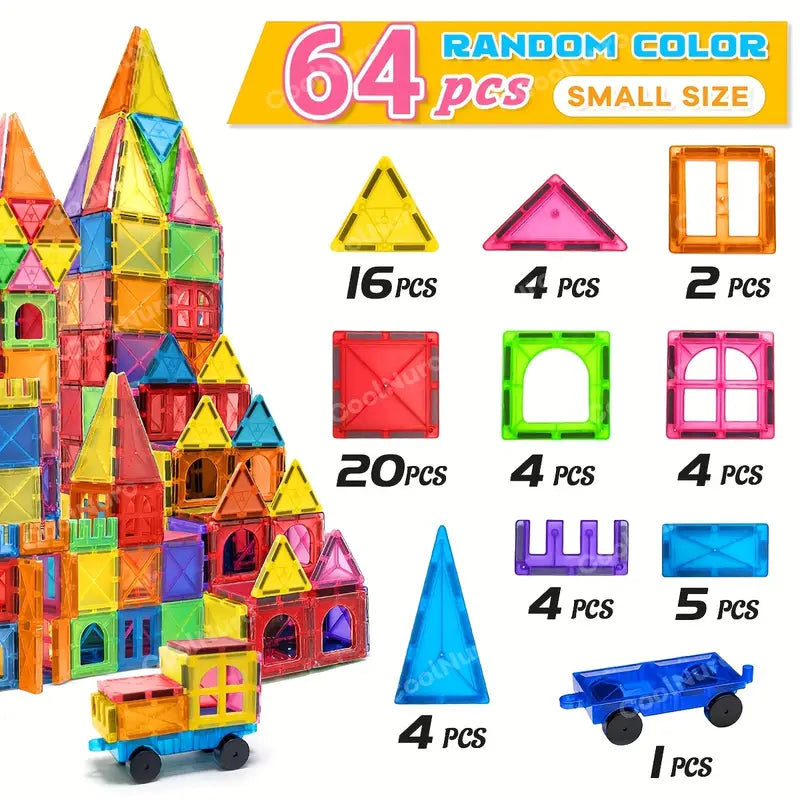 Colorful Magnetic Building Blocks Set – Creative STEM Puzzle Play for Kids