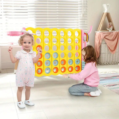 COSTWAY Jumbo 4-in-1 Game Set – Giant Connect 4 Board with Basketball Hoop & Ring Toss