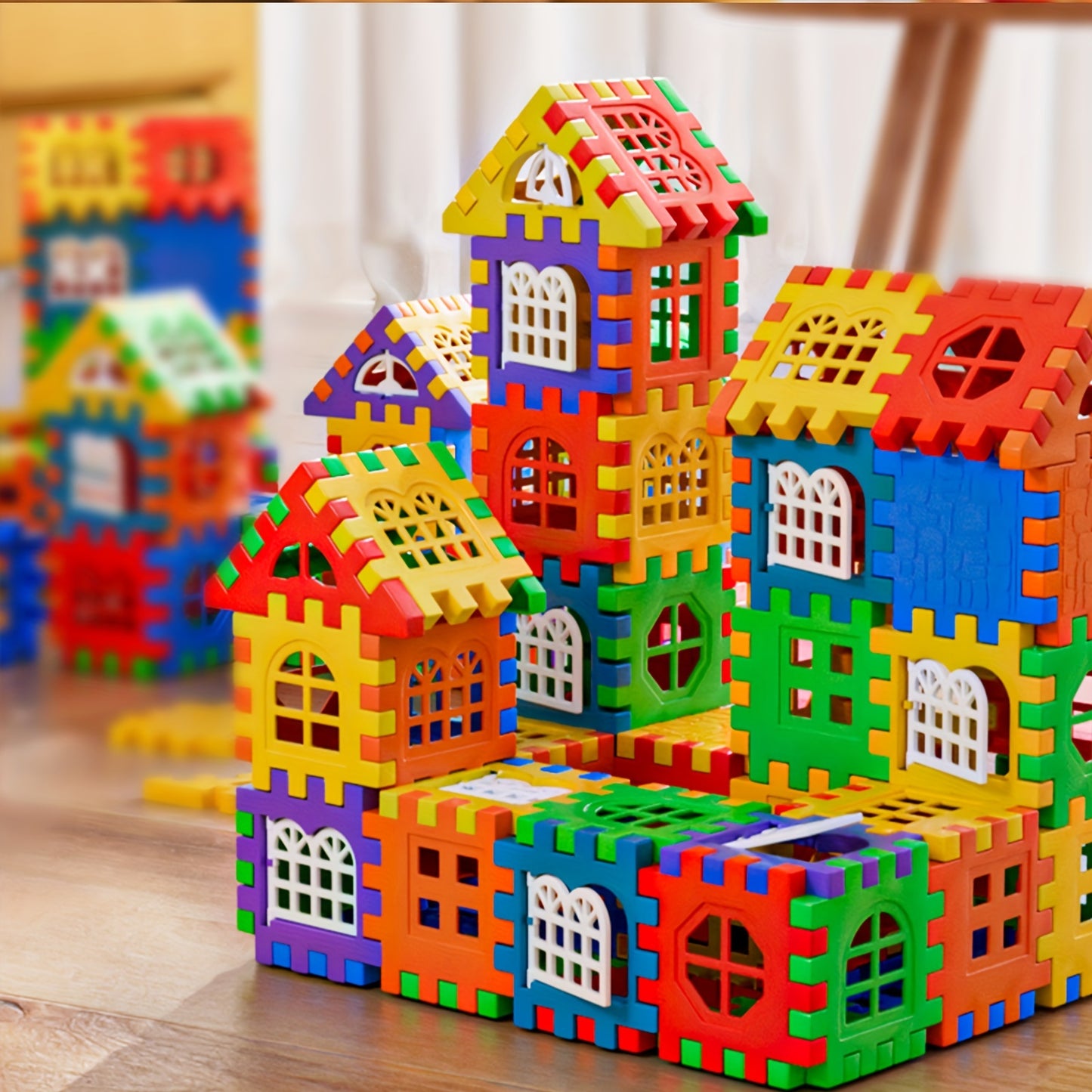 Colorful Large House Building Blocks – 48-Piece Creative Window Design Set