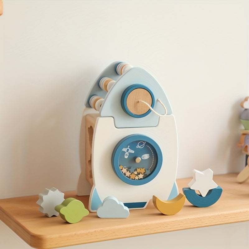 Rocket Activity Toy – Wooden & Silicone Montessori Space Learning-Toyfetti