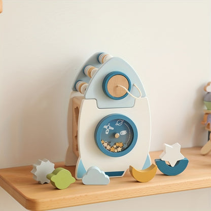 Rocket Activity Toy – Wooden & Silicone Montessori Space Learning-Toyfetti
