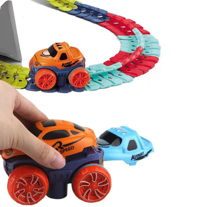 JoyRider Flexible Racing Track Set – Glow-in-the-Dark, Anti-Rollover Cars