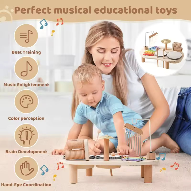 Montessori Music Table – Wooden Instrument Set for Toddlers