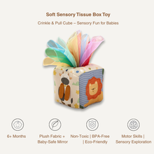 Soft Sensory Tissue Box Toy – Crinkle & Pull Cube