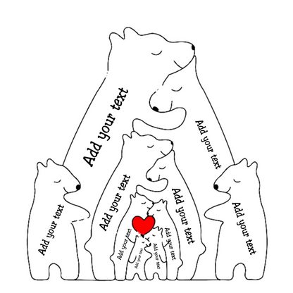 Personalized Bear aPersonalized Wooden Bear Family Figurine – Custom Handmade Gift for Families & Grandparents