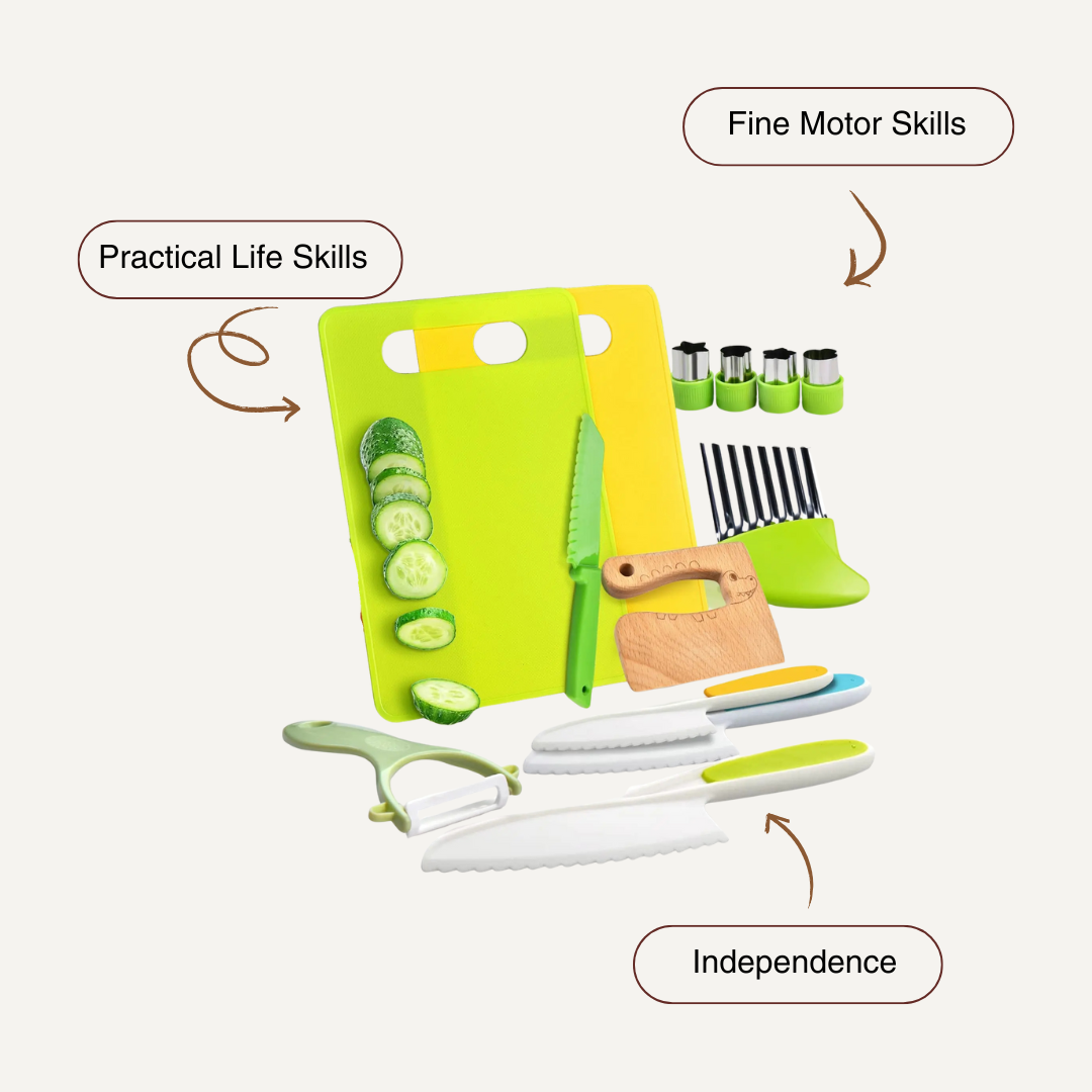 Junior Chef Kids Cooking Set – Montessori-Inspired Safe Kitchen Tools for Learning Through Play