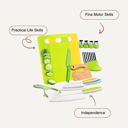 Junior Chef Kids Cooking Set – Montessori-Inspired Safe Kitchen Tools for Learning Through Play