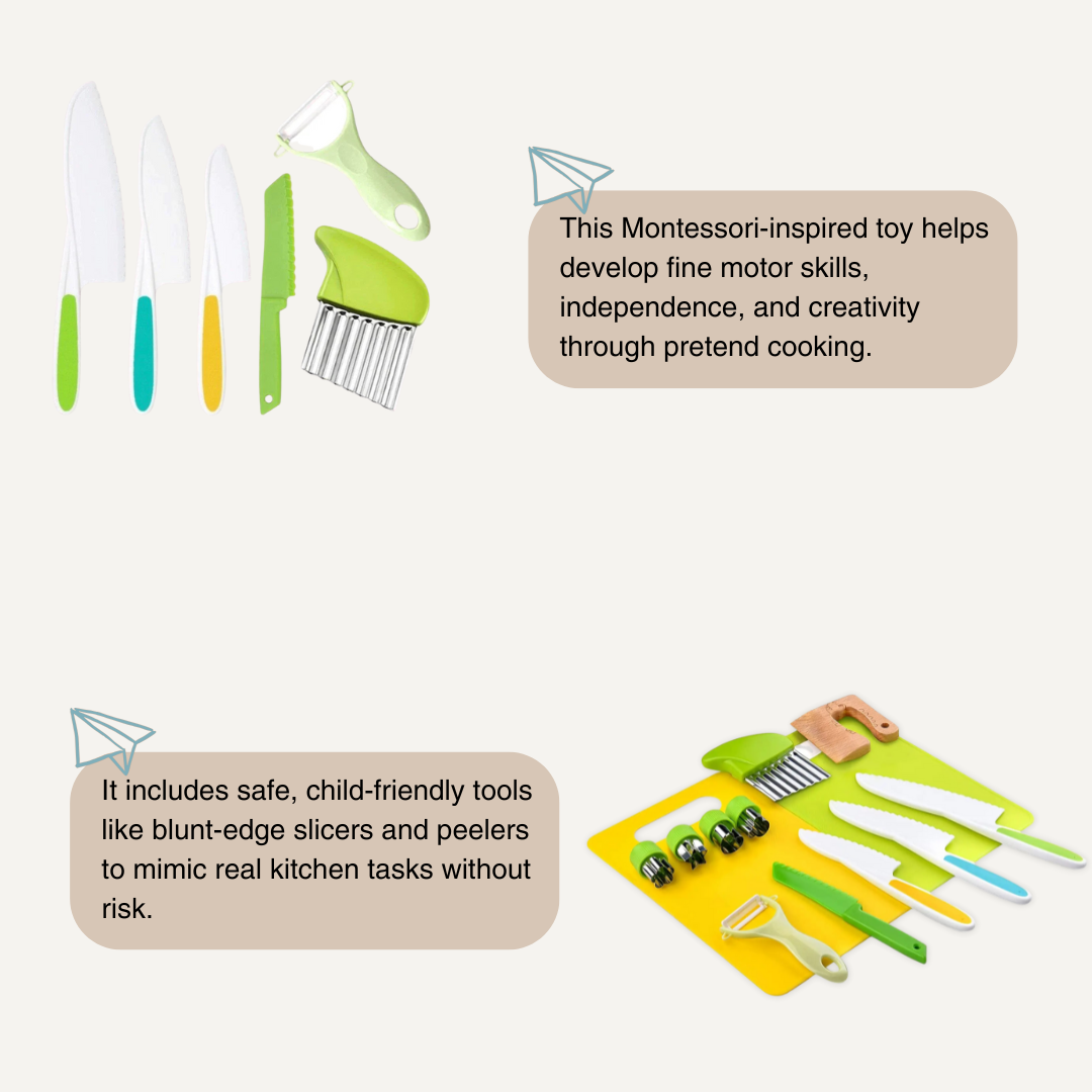 Junior Chef Kids Cooking Set – Montessori-Inspired Safe Kitchen Tools for Learning Through Play