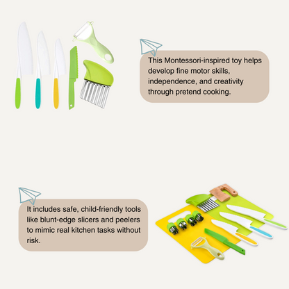 Junior Chef Kids Cooking Set – Montessori-Inspired Safe Kitchen Tools for Learning Through Play