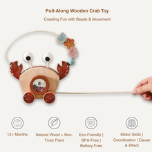Wooden Pull-Along Crab Toy with Bead Maze