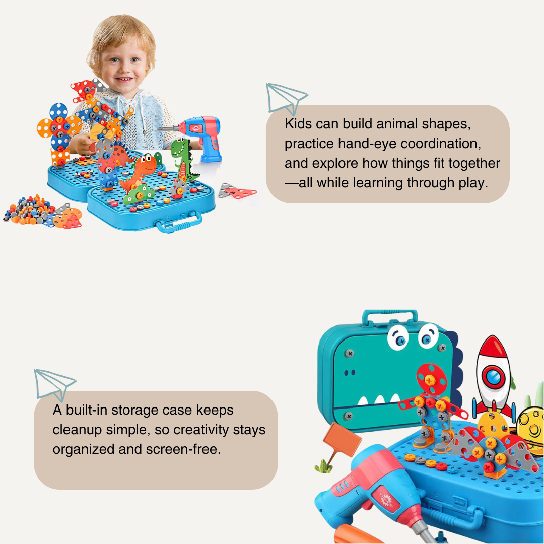 Build & Screw Toolbox – Kids Drill & Design Set | Boost Focus, Creativity & Motor Skills