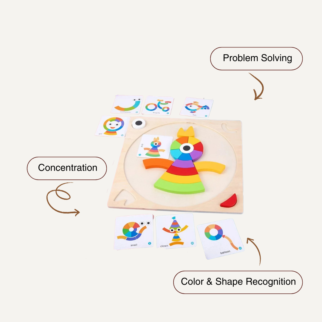 CreativeShape Board – Color & Pattern Wooden Puzzle Set