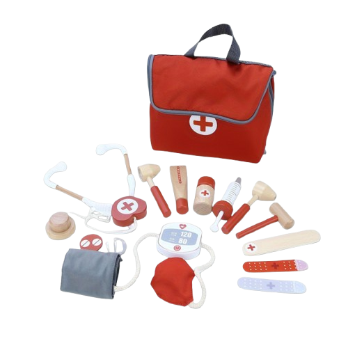 Wooden Doctor Kit – 14-Piece Pretend Medical Playset-Toyfetti