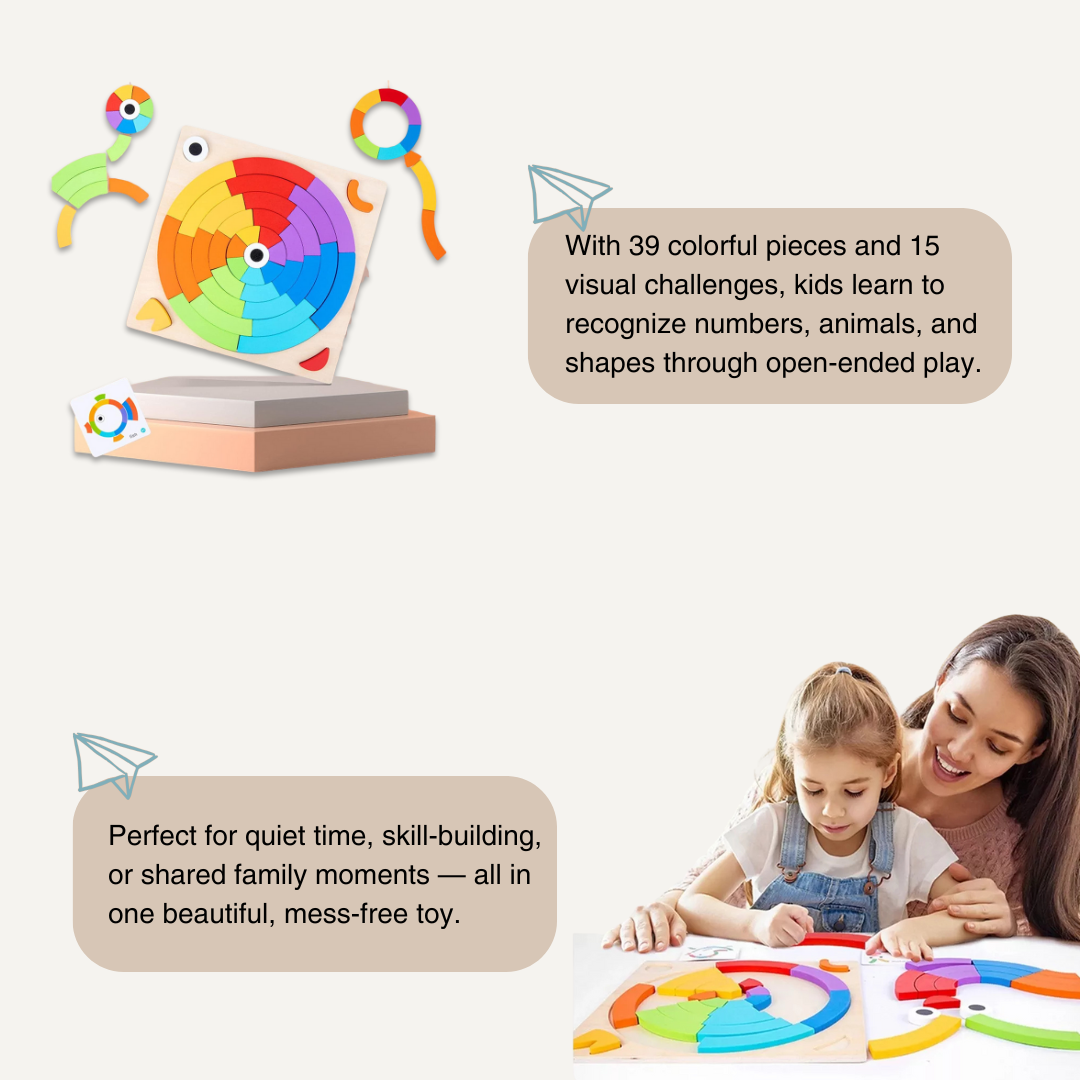 CreativeShape Board – Color & Pattern Wooden Puzzle Set