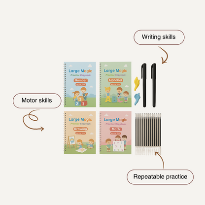 Calligraphy Book™ – Preschool Writing & Motor Skills Training Set (4 Books + Pens)