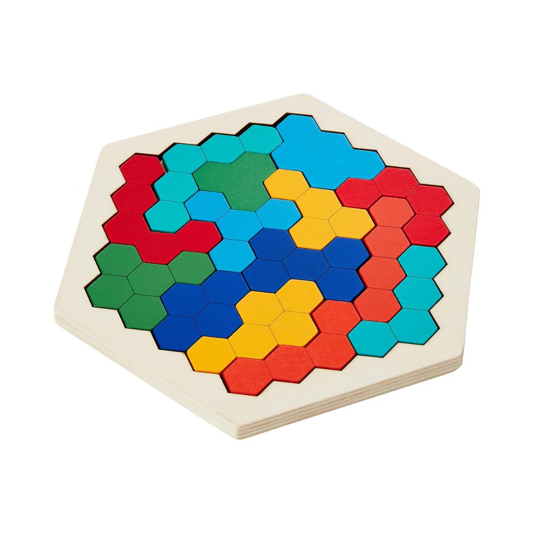 Wooden Hexagon Puzzle – Creative Thinking & Pattern Challenge Toy
