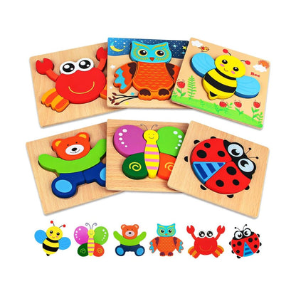 Toddlers Animal Wooden Puzzle Set – Adorable Brain-Boosting Fun!