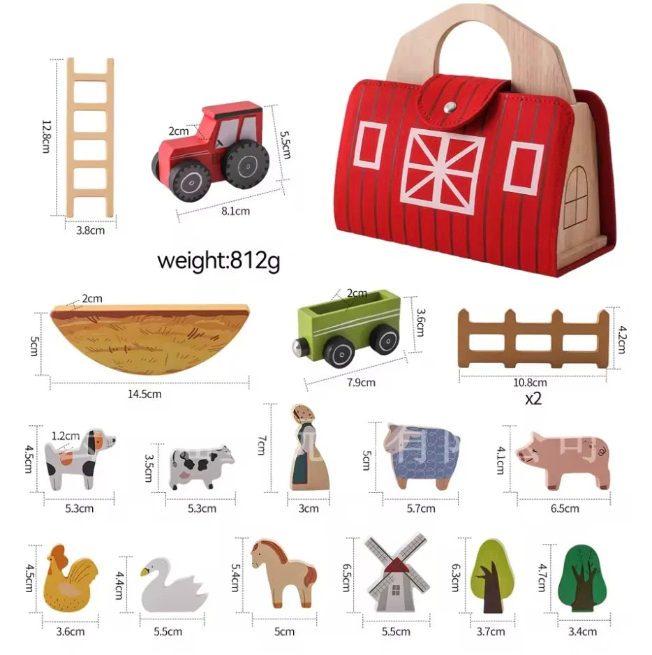 Toddlers Wooden Travel Farm – A Portable Barnyard of Imaginative Play!