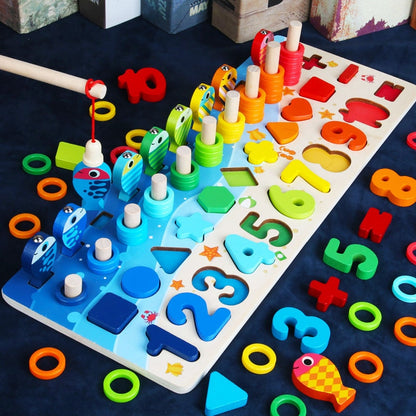 Woody – Montessori Wooden Activity Board for Counting, Letters & Shapes