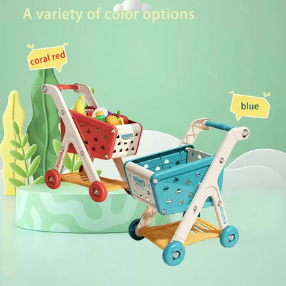 Mini Supermarket Shopping Cart Play Set — 17pcs/26pcs Role Play Food Toy for Kids