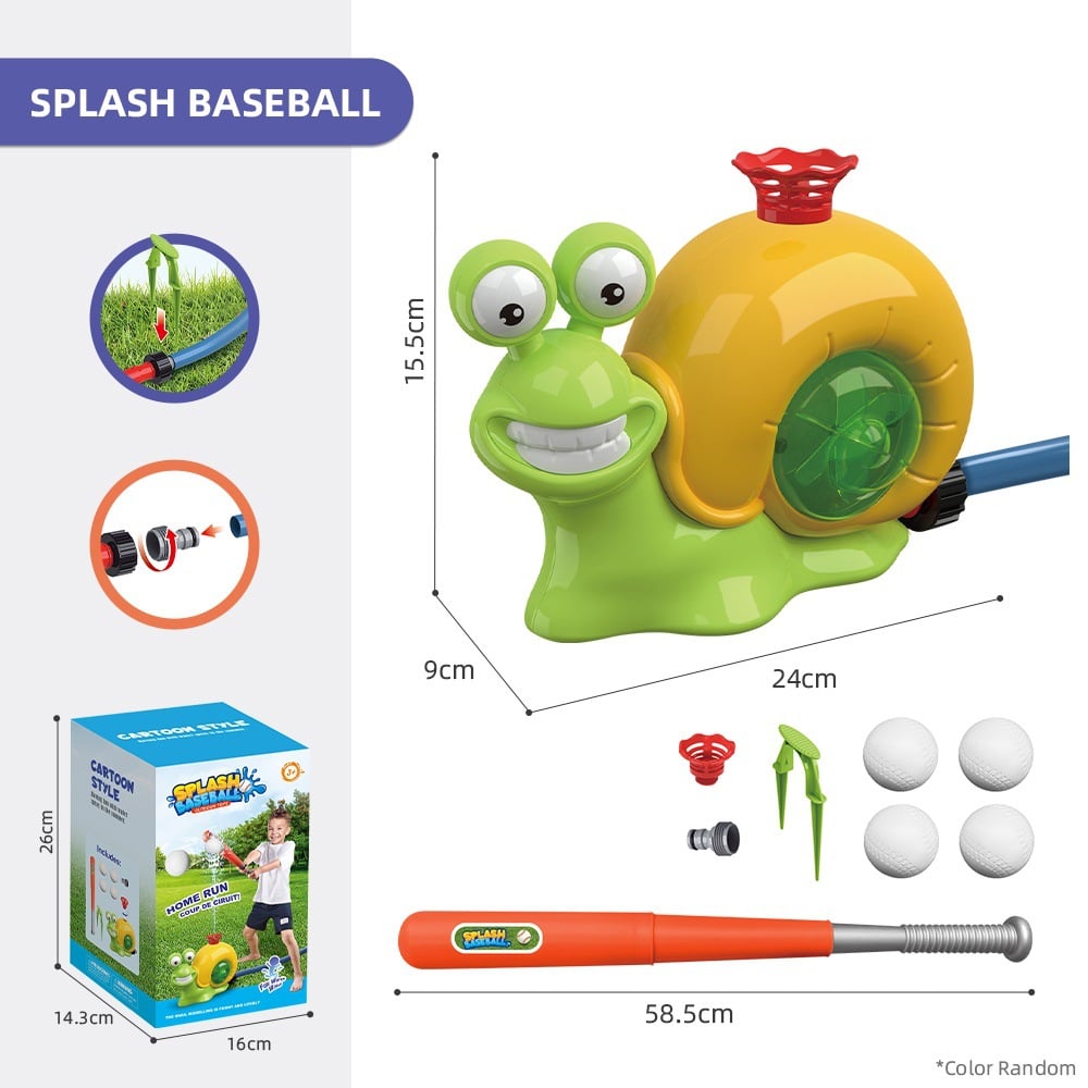 2-in-1 Snail Sprinkler & Water Baseball Toy – Water Fun Game