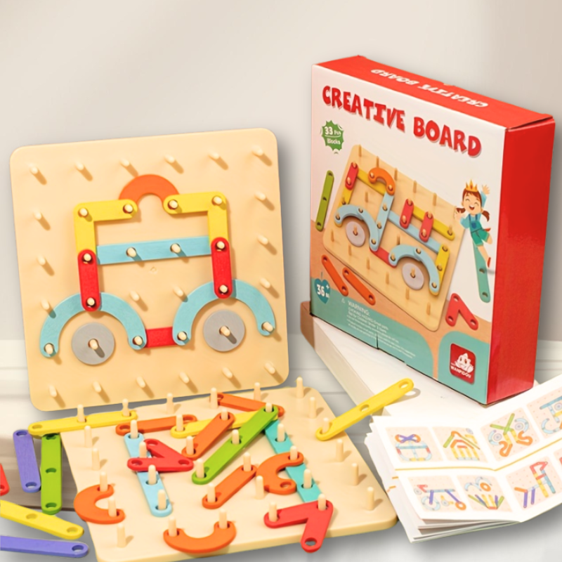 Creative Peg Puzzle – Montessori Wooden Toy for Kids-Toyfetti