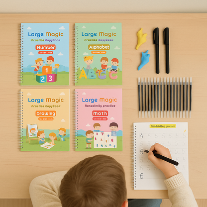 Calligraphy Book™ – Preschool Writing & Motor Skills Training Set (4 Books + Pens)