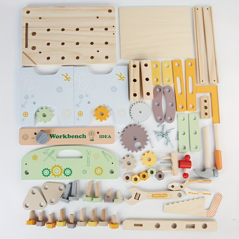 Wooden Tool Workbench – Montessori Construction Set-Toyfetti
