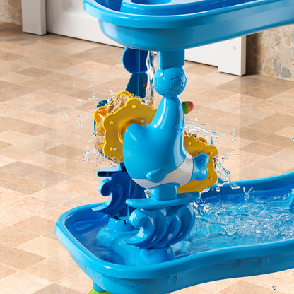 TEMI 4-Tier Multifunctional Kids Sand & Water Play Table with Slide – Summer Fun for Curious Minds-Toyfetti