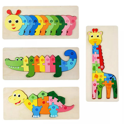 Animal Puzzle Set – Montessori Wooden Learning Toys for Toddlers