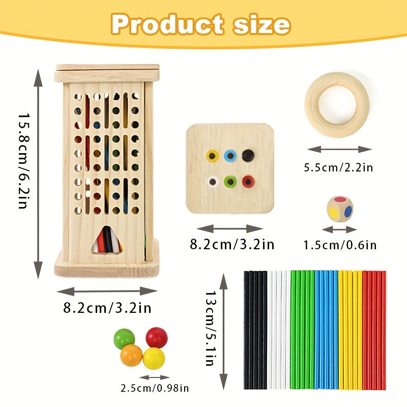 3-in-1 Wooden Stacking Tower Game – Tall Builder, Puzzle, and Pulling Stick Challenge