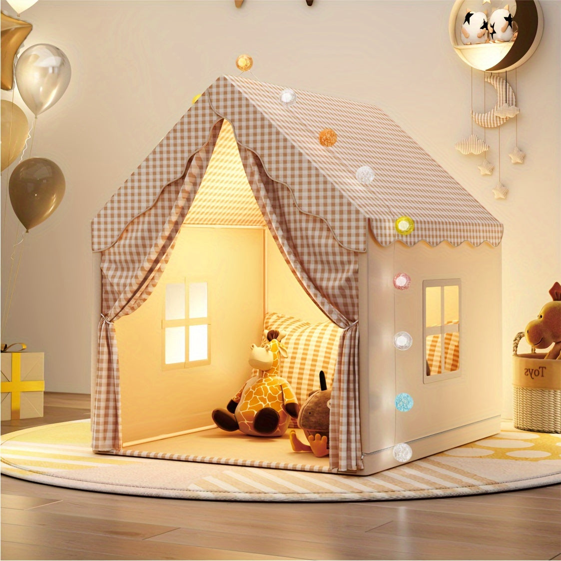 Cozy Cottage Playhouse Tent – Indoor Kids’ Pretend Play Castle-Toyfetti
