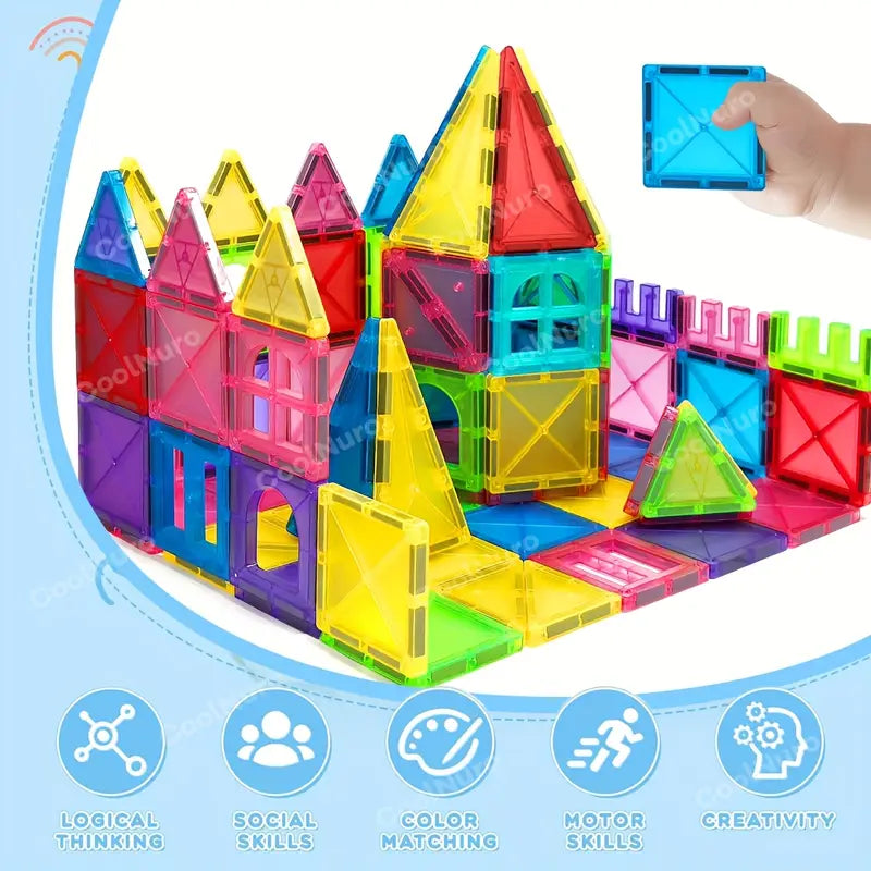 Colorful Magnetic Building Blocks Set – Creative STEM Puzzle Play for Kids