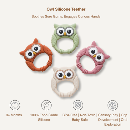 Owl Buddy Silicone Teether – Soothing Chew Toy for Babies