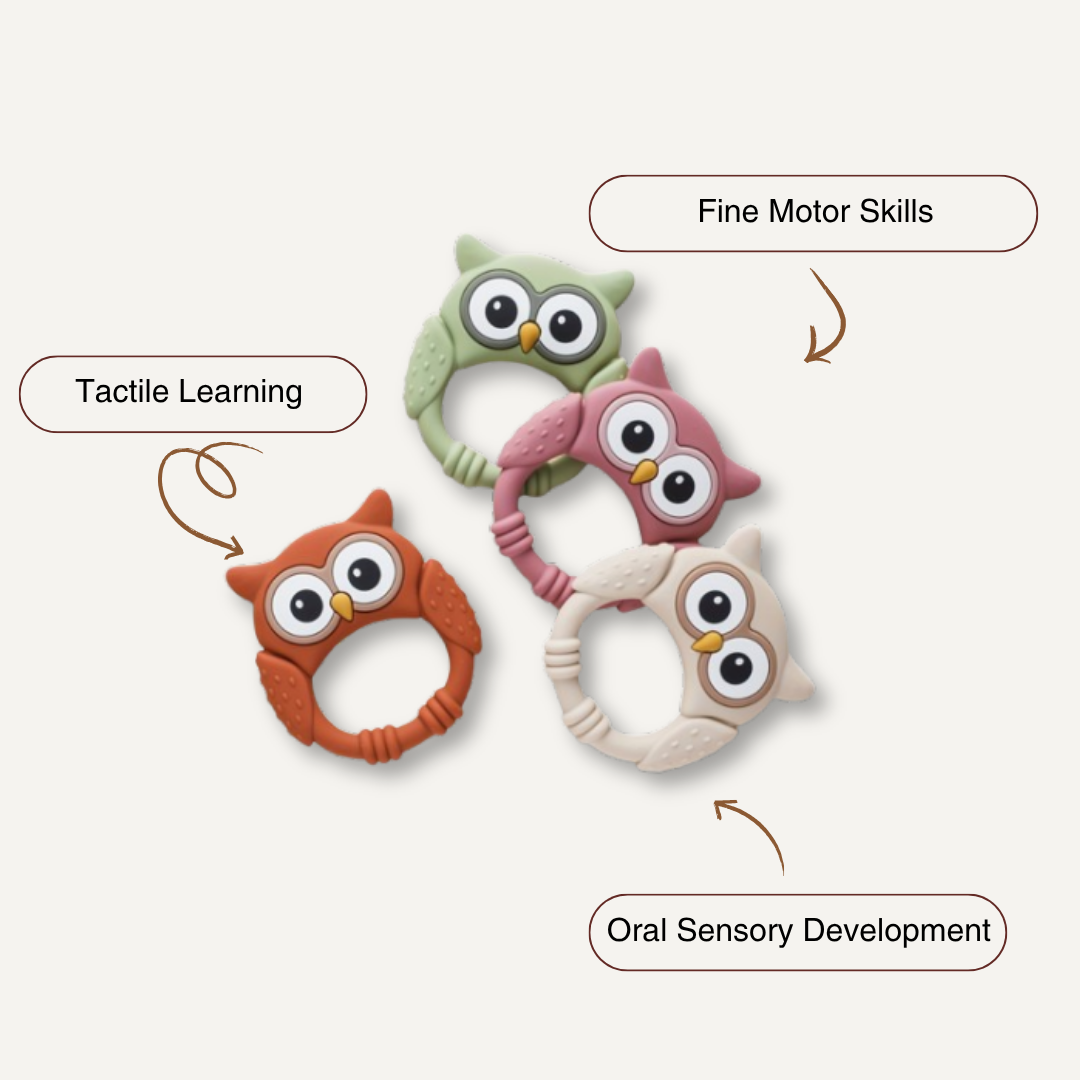 Owl Buddy Silicone Teether – Soothing Chew Toy for Babies