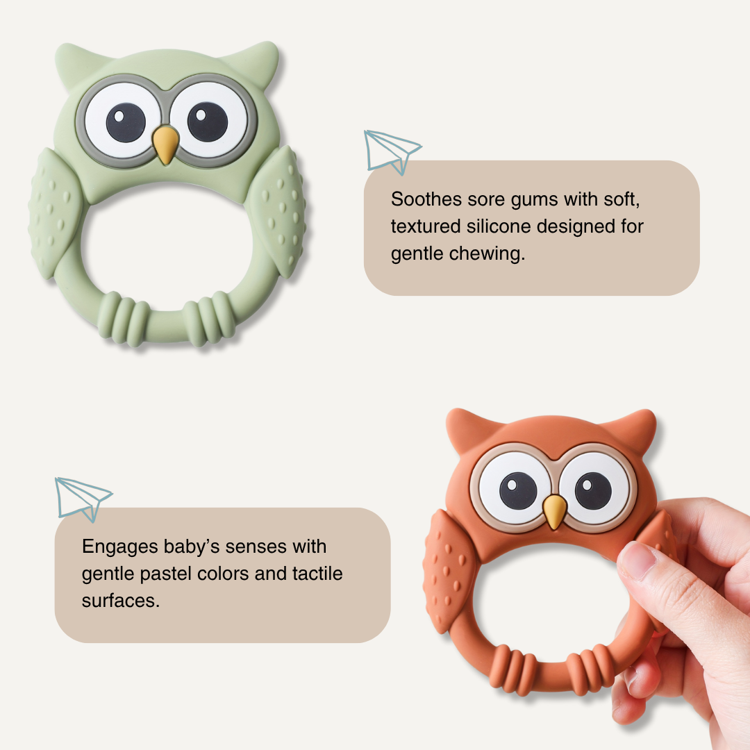 Owl Buddy Silicone Teether – Soothing Chew Toy for Babies