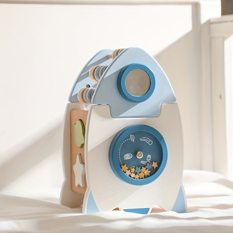 Rocket Activity Toy – Wooden & Silicone Montessori Space Learning-Toyfetti