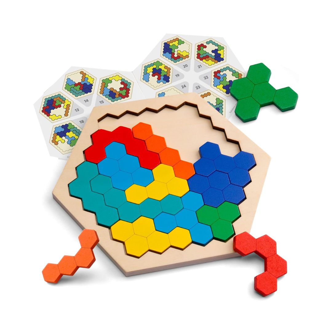 Wooden Hexagon Puzzle – Creative Thinking & Pattern Challenge Toy