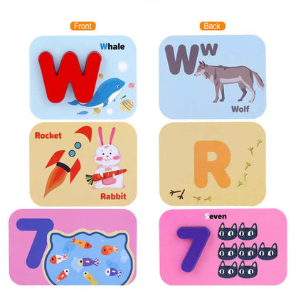 Alphabet & Numbers Wooden Flashcards – Montessori Early Learning Set