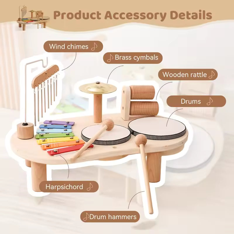 Montessori Music Table – Wooden Instrument Set for Toddlers