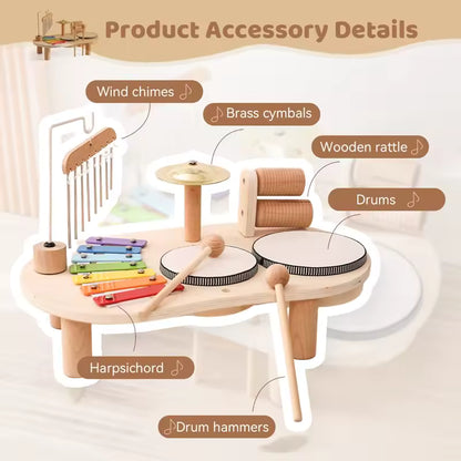 Montessori Music Table – Wooden Instrument Set for Toddlers